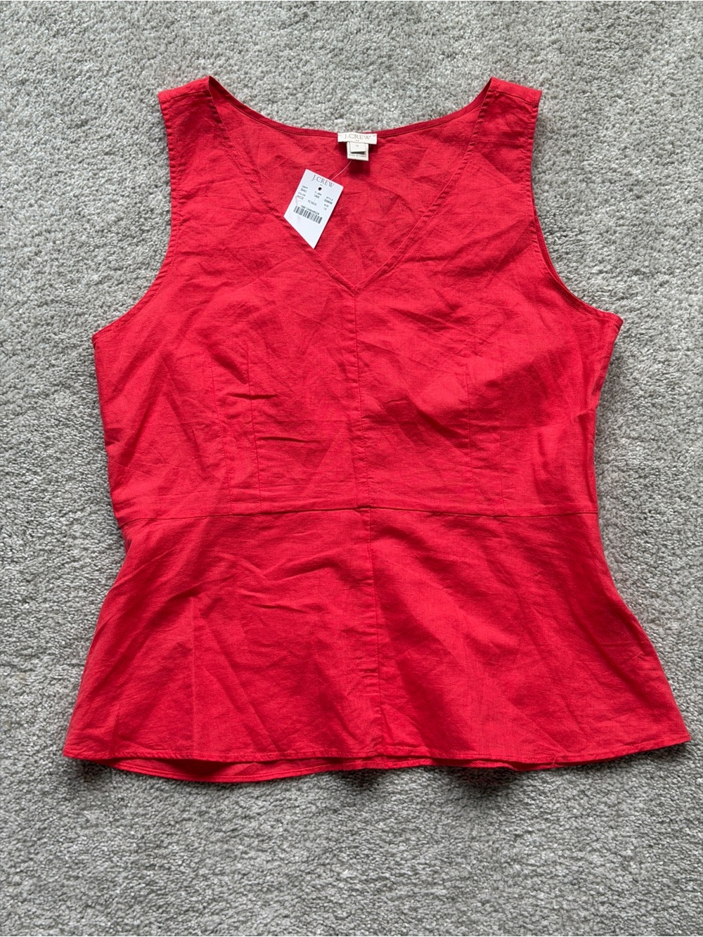NWT J Crew V-Neck Linen Peplum Tank Top sz 12